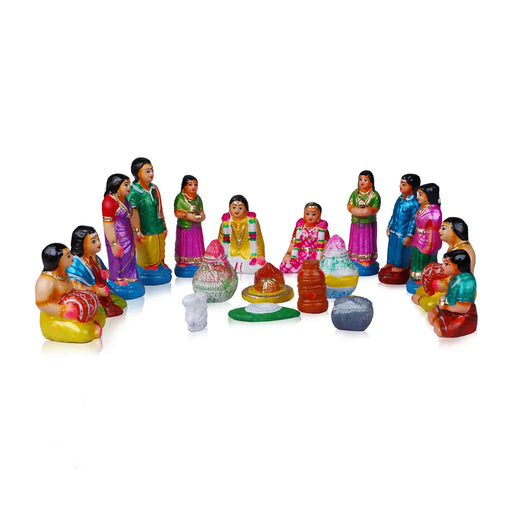 Marriage Clay Golu Bommai Set - 13 inches | Golu Doll/ Navaratri Golu Bomma /Gombe / Bommalu - Clay Kolu Bommai