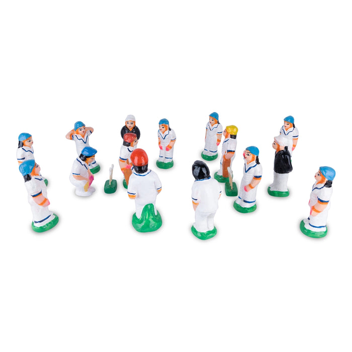 Cricket Clay Golu Doll Set - 5 x 2.25 Inches | Giri Golu Bommai/ Gombe/Bommalu/ Navaratri Golu Bomma
