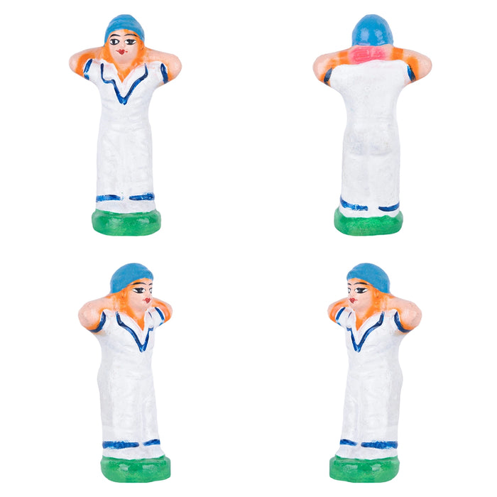 Cricket Clay Golu Doll Set - 5 x 2.25 Inches | Giri Golu Bommai/ Gombe/Bommalu/ Navaratri Golu Bomma