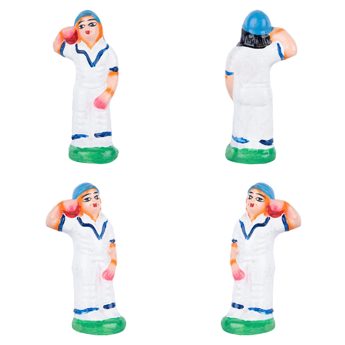 Cricket Clay Golu Doll Set - 5 x 2.25 Inches | Giri Golu Bommai/ Gombe/Bommalu/ Navaratri Golu Bomma