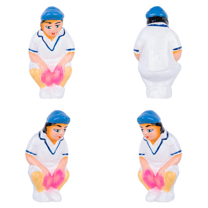 Cricket Clay Golu Doll Set - 5 x 2.25 Inches | Giri Golu Bommai/ Gombe/Bommalu/ Navaratri Golu Bomma