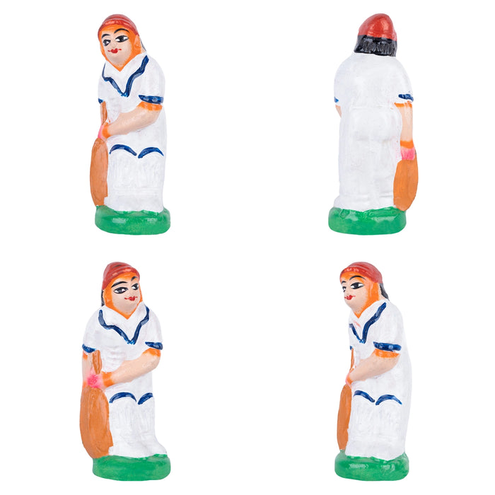 Cricket Clay Golu Doll Set - 5 x 2.25 Inches | Giri Golu Bommai/ Gombe/Bommalu/ Navaratri Golu Bomma