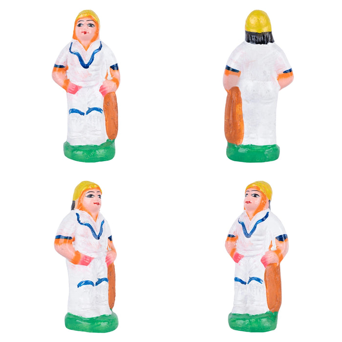 Cricket Clay Golu Doll Set - 5 x 2.25 Inches | Giri Golu Bommai/ Gombe/Bommalu/ Navaratri Golu Bomma