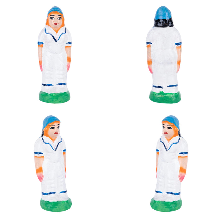 Cricket Clay Golu Doll Set - 5 x 2.25 Inches | Giri Golu Bommai/ Gombe/Bommalu/ Navaratri Golu Bomma