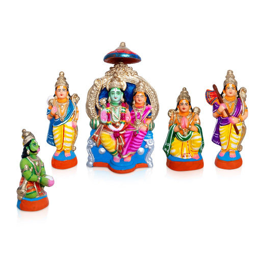 Ramar Pattabhishekam Set - 13.5 x 10 Inches | Clay Golu Bommai/ Golu Doll/ Navaratri Golu Bomma/Gombe/Bommai - Clay Kolu Bommai