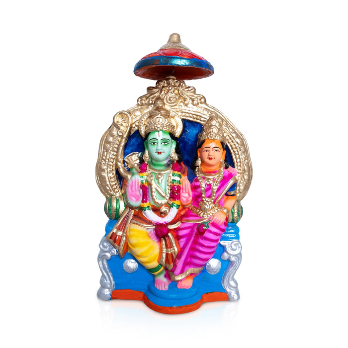 Ramar Pattabhishekam Set - 13.5 x 10 Inches | Clay Golu Bommai/ Golu Doll/ Navaratri Golu Bomma/Gombe/Bommai - Clay Kolu Bommai
