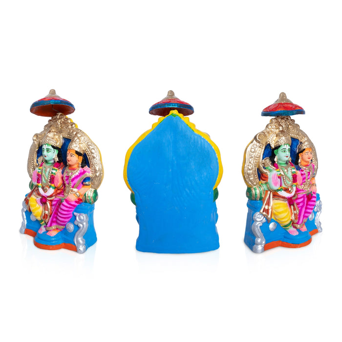 Ramar Pattabhishekam Set - 13.5 x 10 Inches | Clay Golu Bommai/ Golu Doll/ Navaratri Golu Bomma/Gombe/Bommai - Clay Kolu Bommai