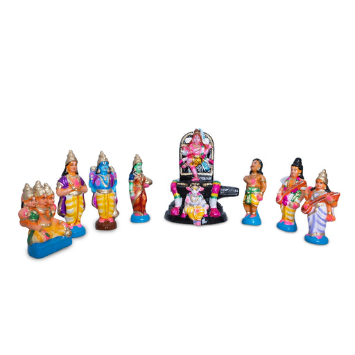 Pradosham Clay Golu Bommai Set - 11 x 8.5 Inches | Golu Doll/ Navaratri Golu Bomma/ Gombe/ Bommai - Clay Kolu Bommai