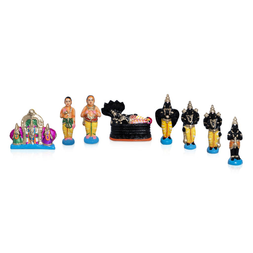 Srirangam Clay Golu Bommai Set - 8.5 x 10.5 Inches | Golu Doll/ Navaratri Golu Bomma / Gombe / Bommai - Clay Kolu Bommai
