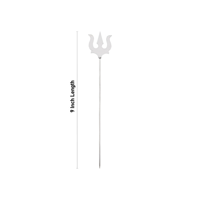 Mahadev Trishul - 9 X 1.25 Inches | Silver Soolam/ Sulam/ Astras For Deity And Spiritual Worship - Deity Accessories