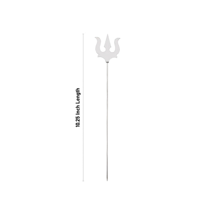 Mahadev Trishul - 10.25 X 1.75 Inches | Silver Soolam/ Sulam/ Astras For Deity And Spiritual Worship - Deity Accessories