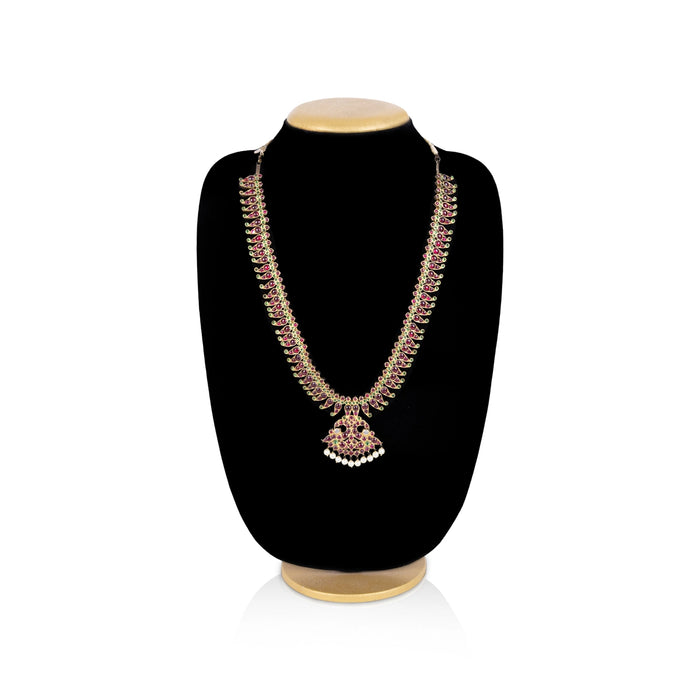 Necklace - 26 Inches | Kemp Long Necklace / Multi Colour Stone Jewellery for Dance - Bharatanatyam Jewellery