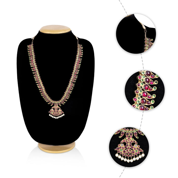 Necklace - 26 Inches | Kemp Long Necklace / Multi Colour Stone Jewellery for Dance - Bharatanatyam Jewellery