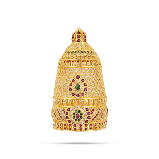 Full Crown - 3.5 x 1.75 Inches | Multicolour Stone Kireedam / Mukut / Kiridam For Deity Decoration - Head & Face Accessories
