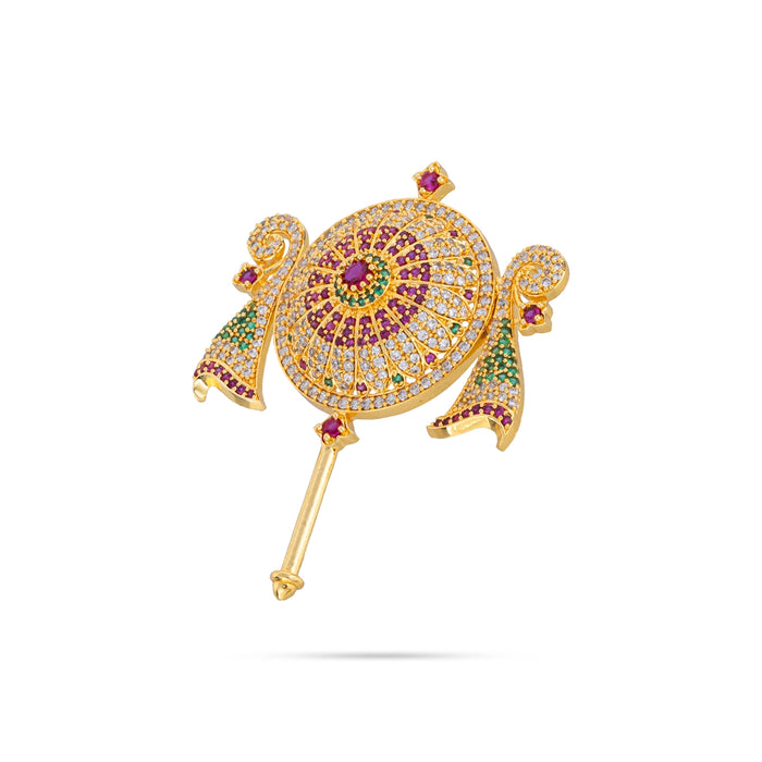Shankh Chakra Pair - 2.75 x 2 Inches | Multicolour Stone Shanka Chakra / Artificial Jewelry for Deity