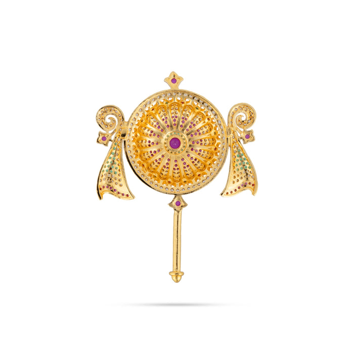 Shankh Chakra Pair - 2.75 x 2 Inches | Multicolour Stone Shanka Chakra / Artificial Jewelry for Deity