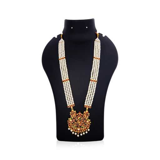 Kemp Stone Haram - 12 Inches | White Beads with Stone Jewellery / Artificial Jewelry for Women - Dance Jewellery