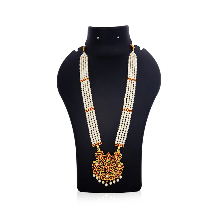 Kemp Stone Haram - 12 Inches | White Beads with Stone Jewellery / Artificial Jewelry for Women - Dance Jewellery
