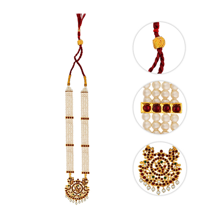 Kemp Stone Haram - 12 Inches | White Beads with Stone Jewellery / Artificial Jewelry for Women - Dance Jewellery