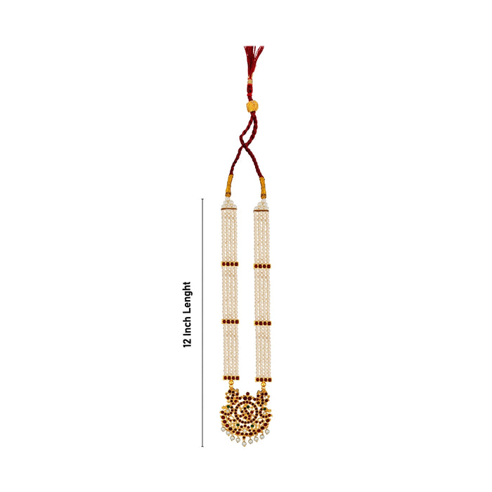 Kemp Stone Haram - 12 Inches | White Beads with Stone Jewellery / Artificial Jewelry for Women - Dance Jewellery