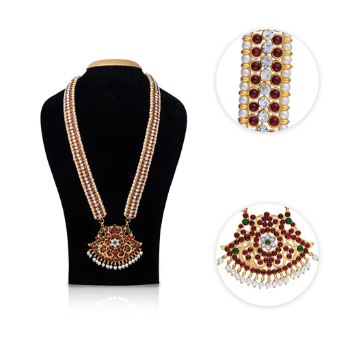 Multicolour Stone Haram - 12 Inches | Kemp Artificial Jewelry/ Bharatanatyam Jewellery For Dance - Bharatanatyam Jewellery