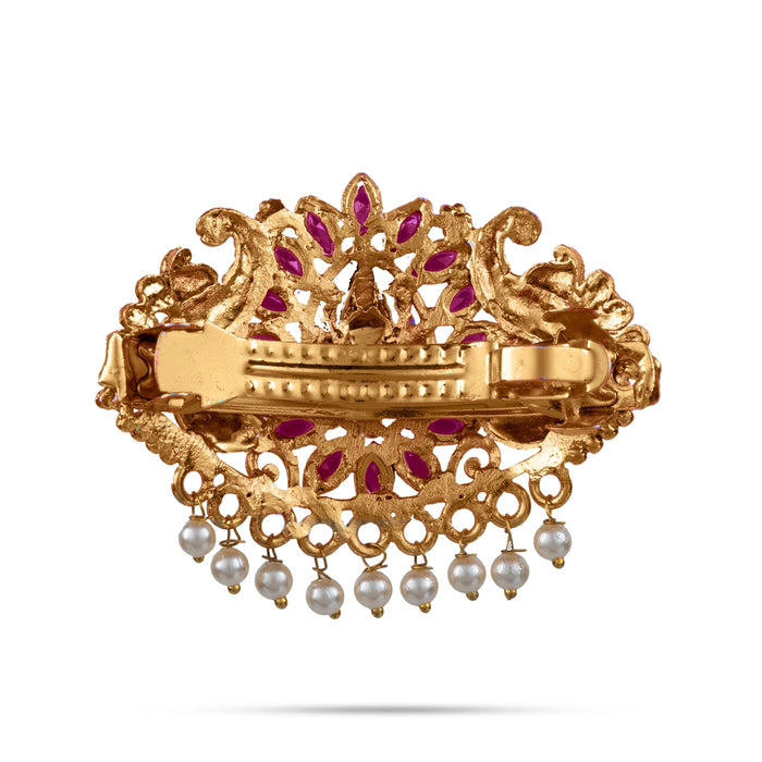 Kemp Hair Clip | Multicolour Stone Jewellery / Artificial Jewelry / Gold Polish Hair Accessory For Dance