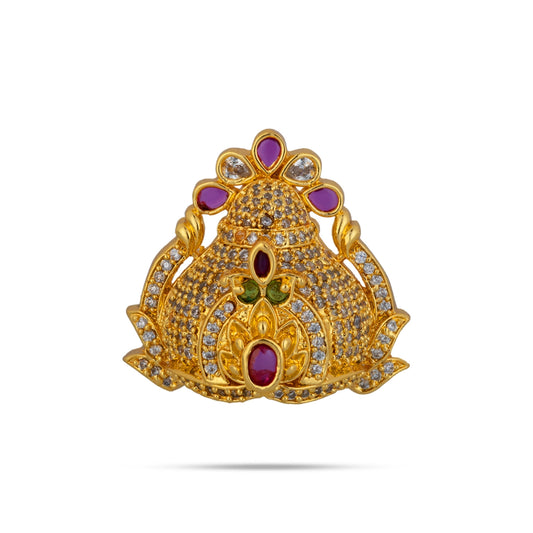 Half Crown - 1.25 x 1.25 Inches | Multicolour Stone Half Kireedam / Half Mukut / Half Kiridam for Deity - Head & Face Accessories