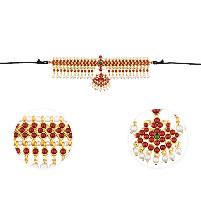 Kemp Baju Band Jewellery - 2.25 x 7 Inches | Beads & Stone Armlet Jewelry/ Stone Vanki for Dance - Bharatanatyam Jewellery