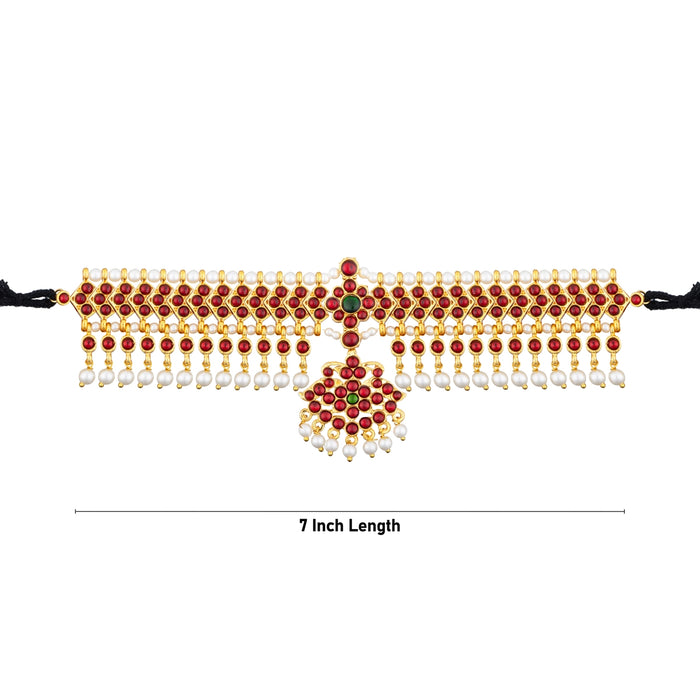 Kemp Baju Band Jewellery - 2.25 x 7 Inches | Beads & Stone Armlet Jewelry/ Stone Vanki for Dance - Bharatanatyam Jewellery
