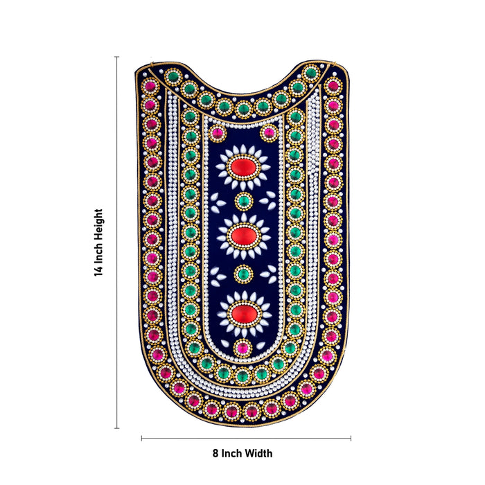 Velvet Muthangi Haram- 14 X 8 Inches | Multicolour Stone Necklace/Artificial Jewelry/ Stone Jewellery For Deity - Neck & Body Accessories