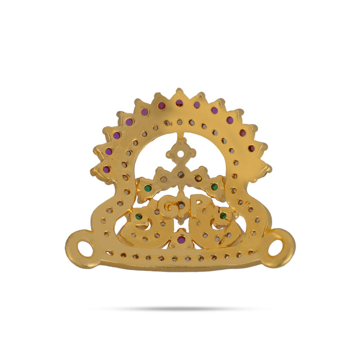 Half Crown with Arch - 0.75 Inches | Multicolour Stone Half Kireedam / Half Mukut / Half Kiridam for Deity