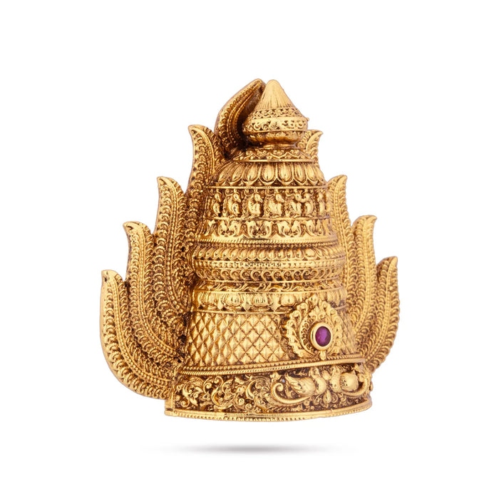 Stone Mukut - 2 x 2 Inches | Half Crown / Kireetam / Single Stone Kiridam / Sudar Design Kireedam for Deity - Head & Face Accessories