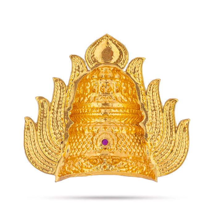 Half Crown - 2 x 2 Inches | Gold Polish Kireedam / Single Stone Kiridam / Mukut For Deity Decor - Head & Face Accessories