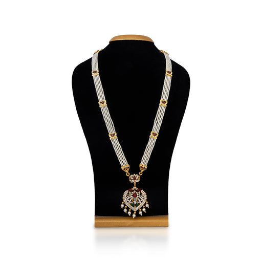 Stone Haram - 12 Inches | 5 Step Stone Necklace/ Pearls Stone Jewellery/ Artificial Jewelry for Deity/ Assorted - Neck & Body Accessories