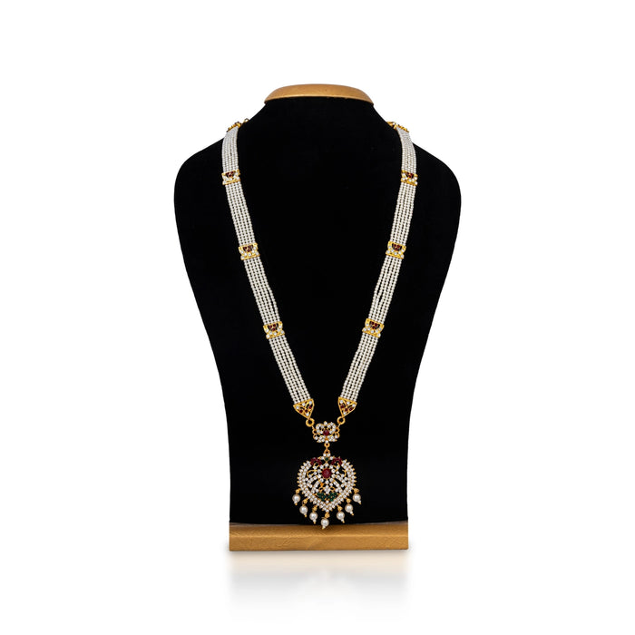 Stone Haram - 12 Inches | 5 Step Stone Necklace/ Pearls Stone Jewellery/ Artificial Jewelry for Deity/ Assorted - Neck & Body Accessories