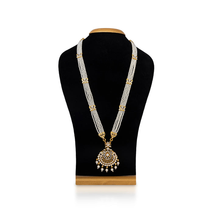 Stone Haram - 12 Inches | 5 Step Stone Necklace/ Pearls Stone Jewellery/ Artificial Jewelry for Deity/ Assorted - Neck & Body Accessories
