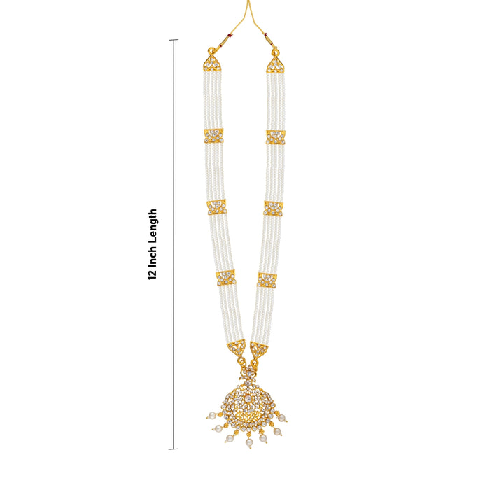 Stone Haram - 12 Inches | 5 Step Stone Necklace/ Pearls Stone Jewellery/ Artificial Jewelry for Deity/ Assorted - Neck & Body Accessories