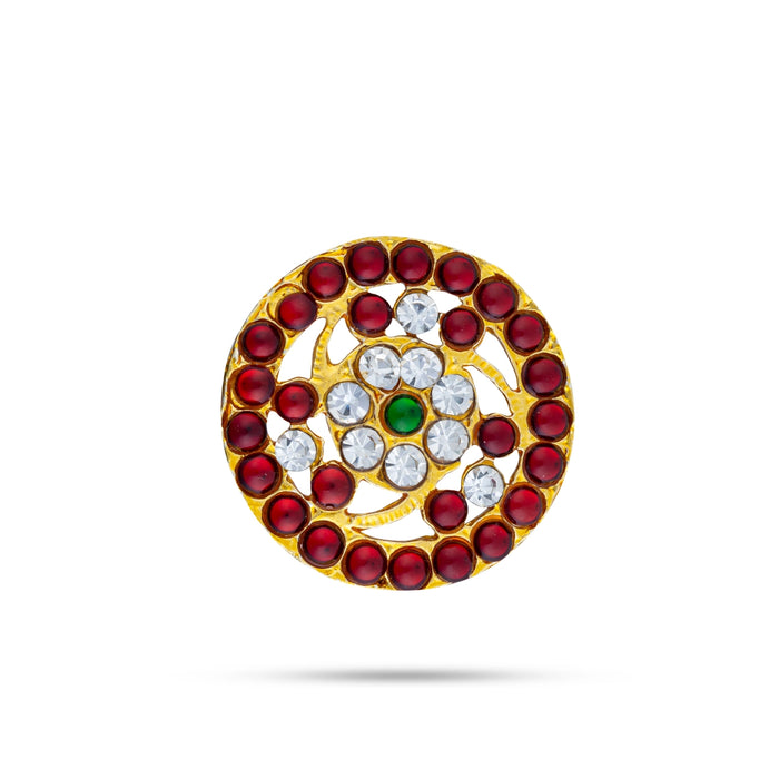 Kemp Sun And Moon Pair- 1 Inch Dia | Sun Moon Hair Accessories/ Stone Jewellery For Bharatanatyam Hair Styling - Bharatanatyam Jewellery