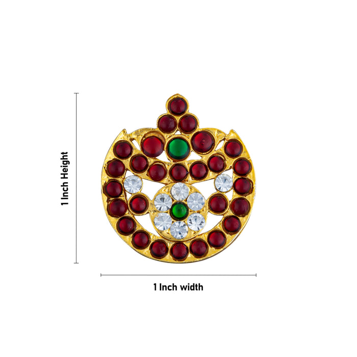 Kemp Sun And Moon Pair- 1 Inch Dia | Sun Moon Hair Accessories/ Stone Jewellery For Bharatanatyam Hair Styling - Bharatanatyam Jewellery