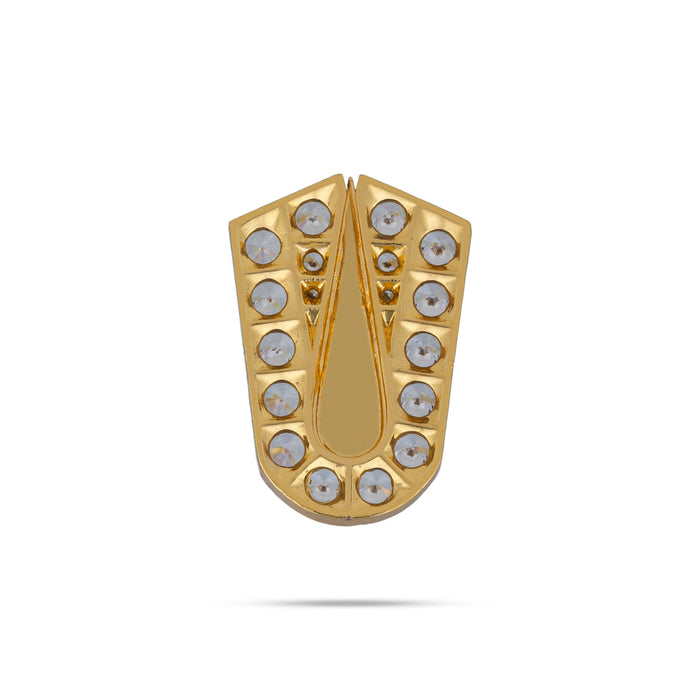 Stone Vishnu Tilak - 1 x 0.75 Inches | gold plated metal U Shape Perumal Namam/ White & Red Stone Namam for Deity - Head & Face Accessories
