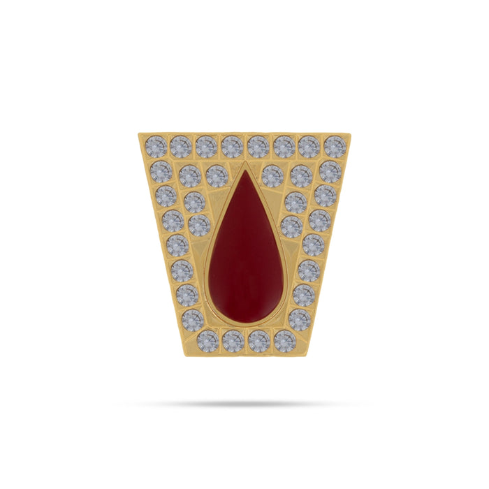 Stone Vishnu Tilak - 1 x 1 Inches | gold plated metal Box Shape Perumal Namam / White & Red Stone Namam for Deity - Head & Face Accessories