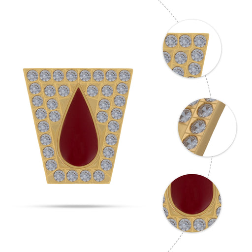 Stone Vishnu Tilak - 1 x 1 Inches | gold plated metal Box Shape Perumal Namam / White & Red Stone Namam for Deity - Head & Face Accessories