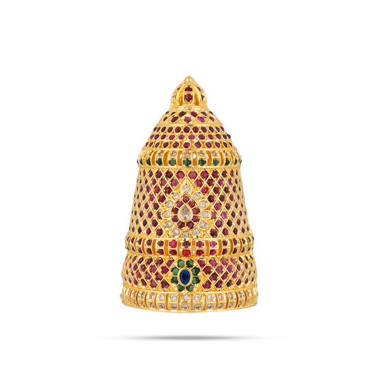 Full Crown - 2.5 x 1.5 Inches | Multicolour Full Stone Kireedam / Full Mukut / Full Kiridam for Deity - Head & Face Accessories