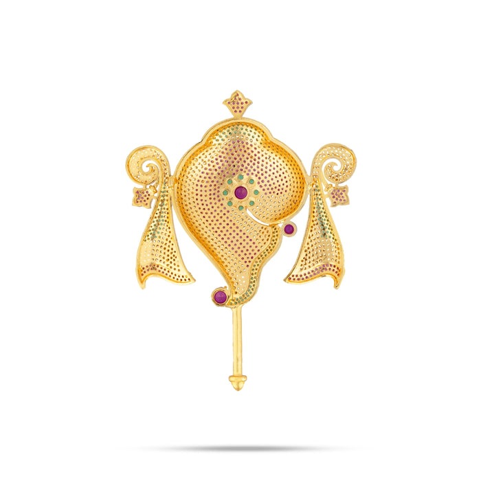 Shankh Chakra Pair - 3.75 x 2.75 Inches | Multicolour Stone Shanka Chakra / Artificial Jewelry for Deity