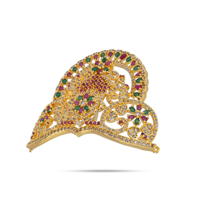 Half Crown With Arch - 1.75 x 2.25 Inches | Multi Stone Kireedam / Stone Mukut / Half Kiridam for Deity