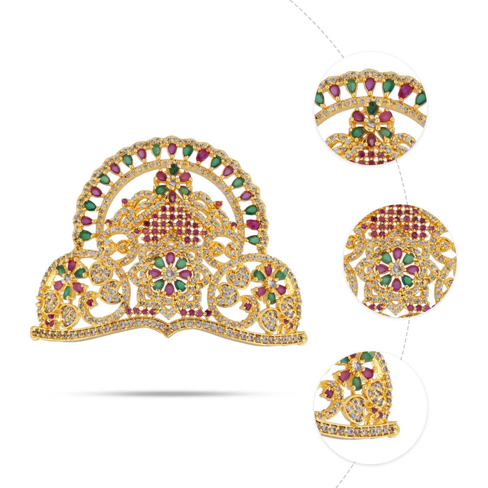 Half Crown With Arch - 1.75 x 2.25 Inches | Multi Stone Kireedam / Stone Mukut / Half Kiridam for Deity