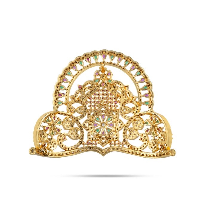 Half Crown With Arch - 1.75 x 2.25 Inches | Multi Stone Kireedam / Stone Mukut / Half Kiridam for Deity