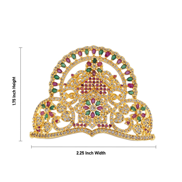 Half Crown With Arch - 1.75 x 2.25 Inches | Multi Stone Kireedam / Stone Mukut / Half Kiridam for Deity