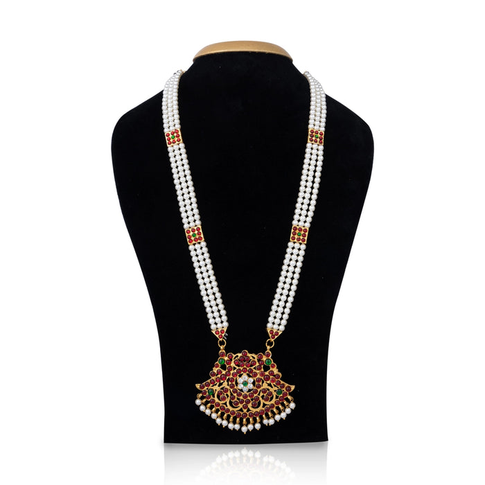 Kemp Moti Mala 13 Inches Line Pearl Mala/ Stone Design Bharatanatyam Jewellery For Dance