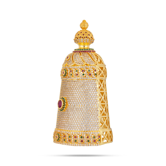 Full Crown - 4 x 1.75 Inches | Multicolour Stone Kireedam / Mukut / Kiridam For Deity Decoration
